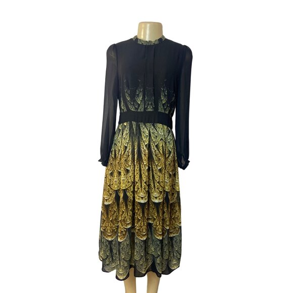 Gyalwana Women's Black and Yellow A-Line Dress Sz L - NWT - Picture 1 of 9